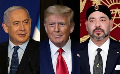 De gauche à droite : le Premier ministre israélien, Benjamin Netanyahu, le président américain, Donald Trump, et le roi du Maroc Moahammad VI. Photo AFP / MOROCCAN ROYAL PALACE