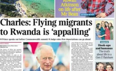 Le prince Charles «consterné» par l'expulsion de migrants vers le Rwanda